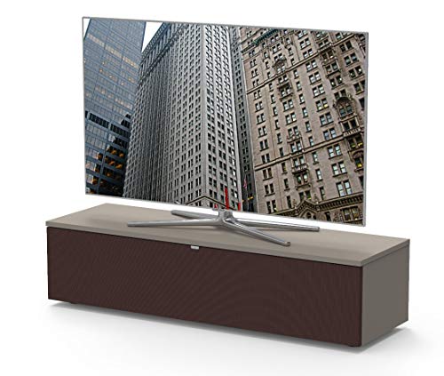 Preisvergleich Produktbild Premium TV- Möbel, Lowboard, Maße: 130x32.5x40cm, inkl. Akustikstofffront, Abnehmbare Rückwände, Made in Germany, einfache Montage, Farbe: Cappuccino