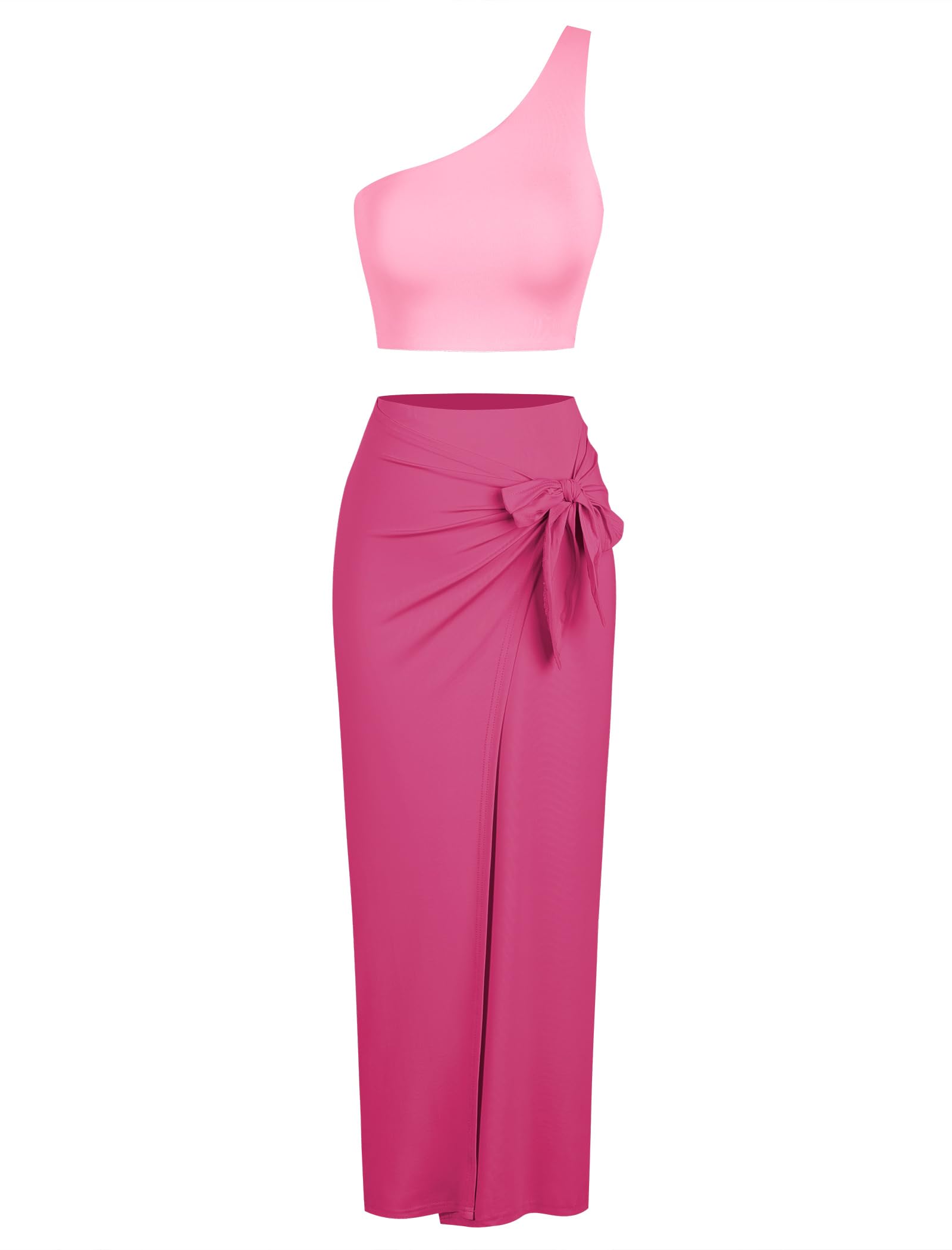 ZAFUL Women’s 2 Pieces Skirt with Crop Tank, High-Slit Twist Skirt Set Bodycon Dress for Party Club Nightout Cocktail