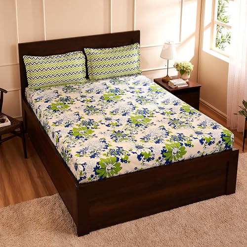 Amazon Brand - Solimo Floral Breeze 144 TC 100% Cotton Double Bed...