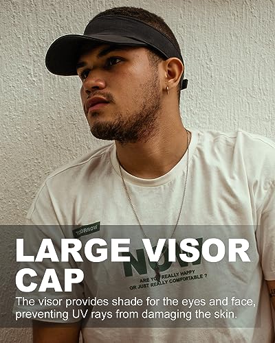 Image of Zylioo XXL Oversize Visor Hat,Large Athletic Cotton Sports Visor,Adjustable Small Solid Color Sun Cap