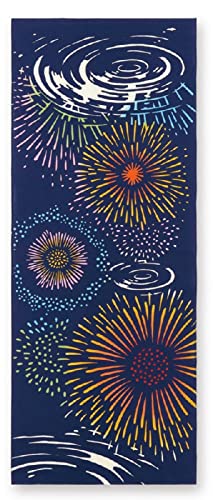 宮本 てぬぐい 注染手ぬぐい kenema 水面花火 ネイビー 約35×90cm 50192