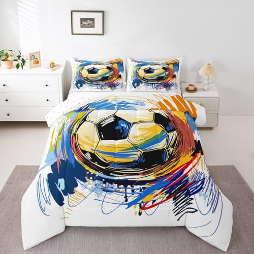 Image of Feelyou Soccer Bedding Set Queen Size for Kids