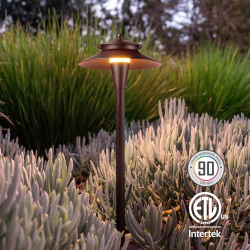 Image of LEONLITE 6-Pack 5CCT Low Voltage LED Pathway Lights, Double Layer Head