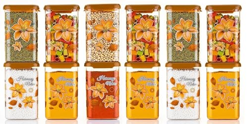 Image of GIRNES Plastic 1100ML Air Tight Container And Jar For Kitchen & Pantry Organizer, Kitchen Accessories Storage Item - 12 Pcs Set