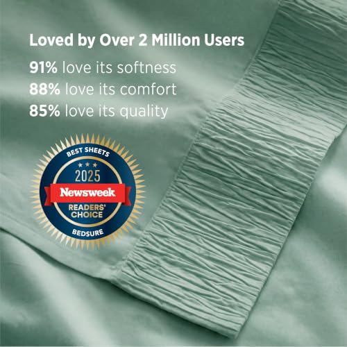 Image of Bedsure King Size Sheets Set - 4 Pieces Soft King Sheets - Breathable & Cooling - Hotel Luxury - Easy Care Polyester Microfiber Bedding for Women, Men, Mint Green