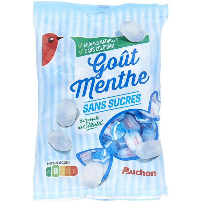 AUCHAN Bonbons à la menthe sans sucres 150 g