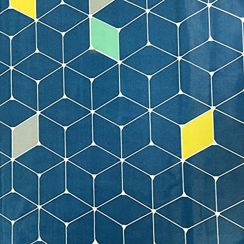 Image of Swayam 90% Blackout Polyester Window Curtain for Living Room & Bedroom | 5 Feet | Room Darkening Curtain with Eyelets | Pack of 1 | Geometric Design - Blue