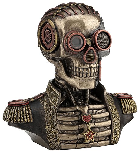 Figura decorativa calavera steampunk con compartimentos miniatura 1
