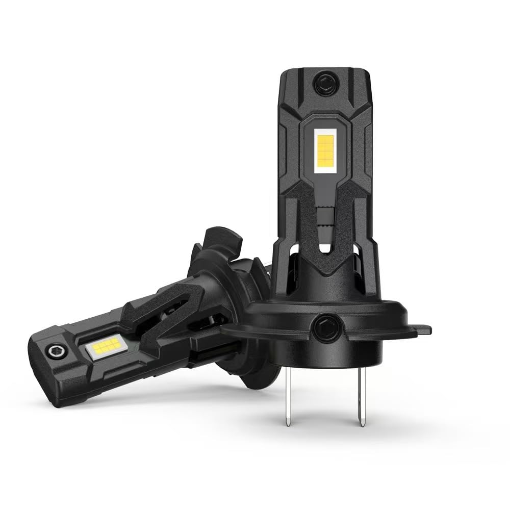 Halogen Auto Lampen H7 mit Lüfter, 500% Helligkeit als Halogenlampen 6000K Kaltes Weiß,1:1 Mini-Größe, 2 Stück
