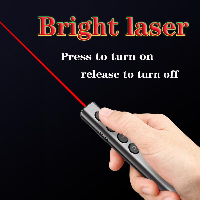 Wireless Presenter Remote with 656FT Control Range 2.4GHz USB Plug Play Presentation Clicker with Hyperlink Volume Remote Control PowerPoint Office Presentation Clicker for Keynote/PPT/Mac/PC/Laptop