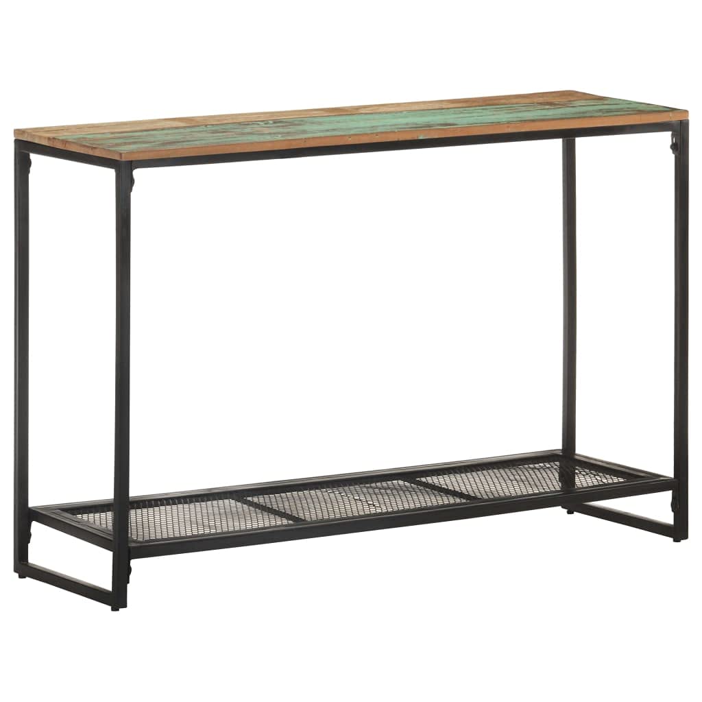 Mesa consola de madera maciza para solucionar la falta de espacio en pasillos estrechos con estante