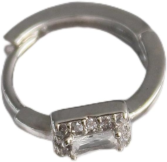 316L Çelik Gümüş Renk Kare Zirkon Taşlı Tragus Piercing - TJ-PR1309
