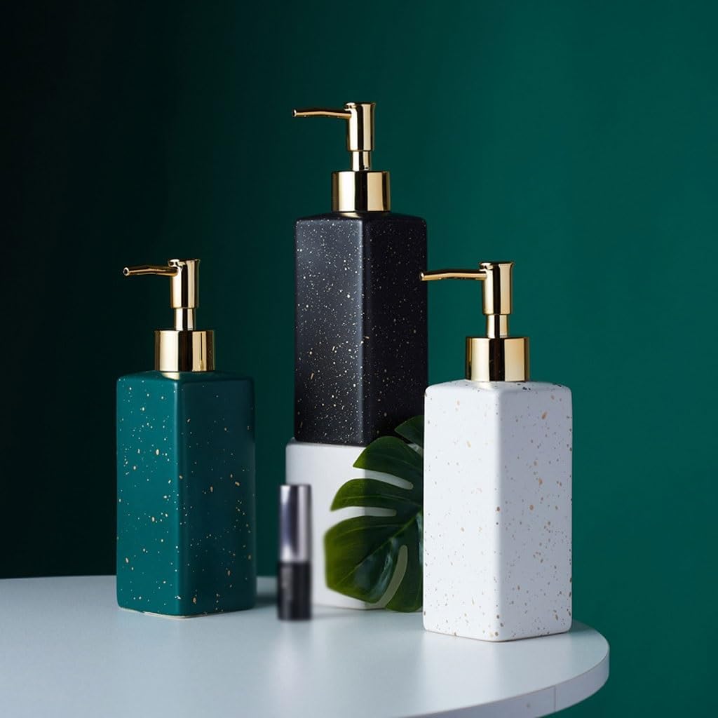 Kitchen Soap Dispenser Multifunctional Ceramic Soap Dispenser Press Dispensing Bottle Lotion Bottle Shampoo Shower Gel Bottle Suitable for Bathroom Bathroom Soap Dispenser(A)
