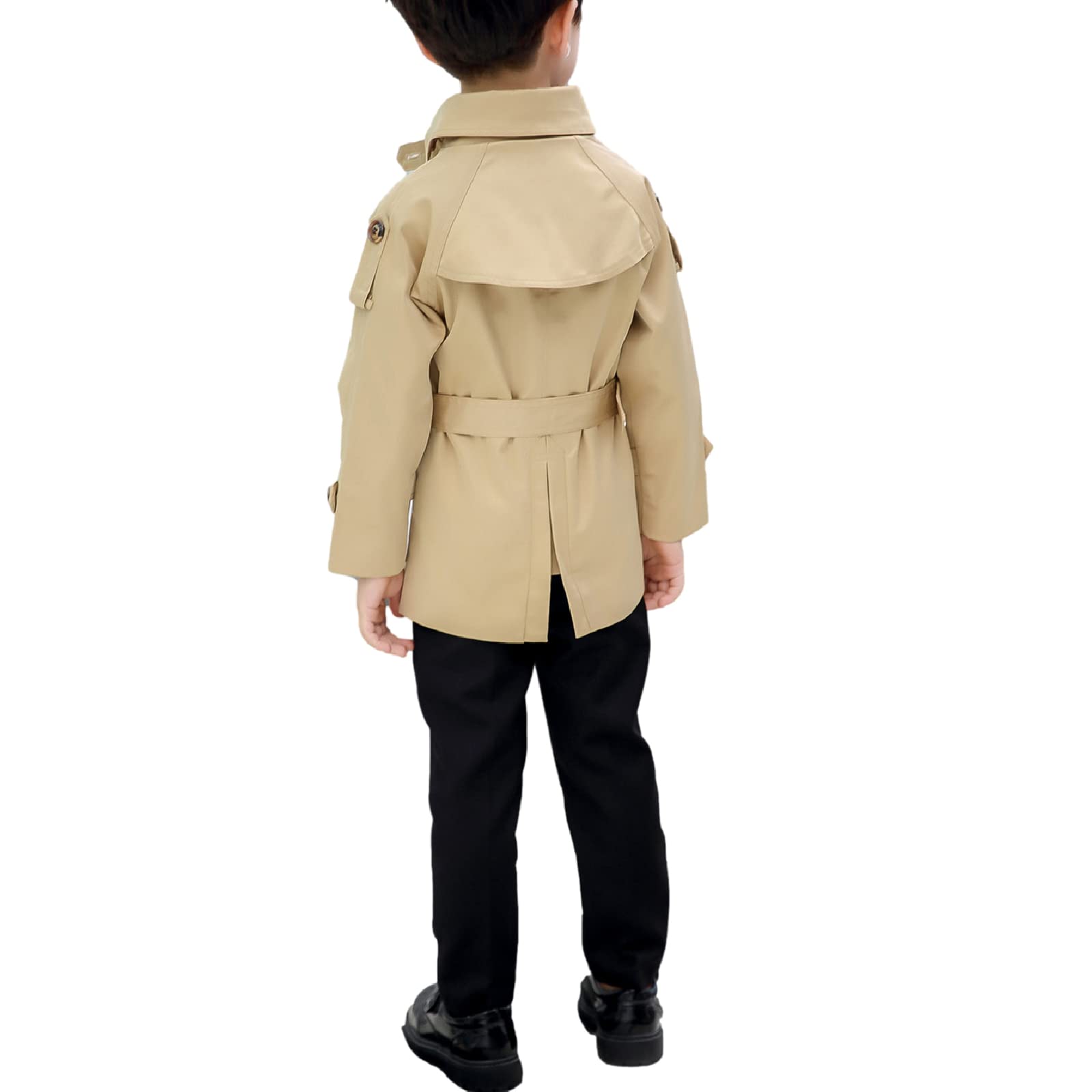 amropi Jungen Trenchcoat Zweireiher Mantel mit Gürtel Windjacke Frühling Herbst Jacke für 2-10 Jahre
