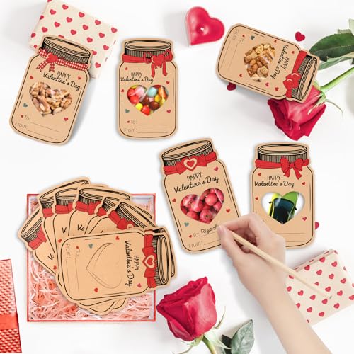Labrostar Valentines Day Gifts for Kids 60Pack Mason Jar Happy Valentines Cards Valentine Exchange Cards for Boys Girls School Class Classroom Party Favors (Candy Not Included) - Image 5