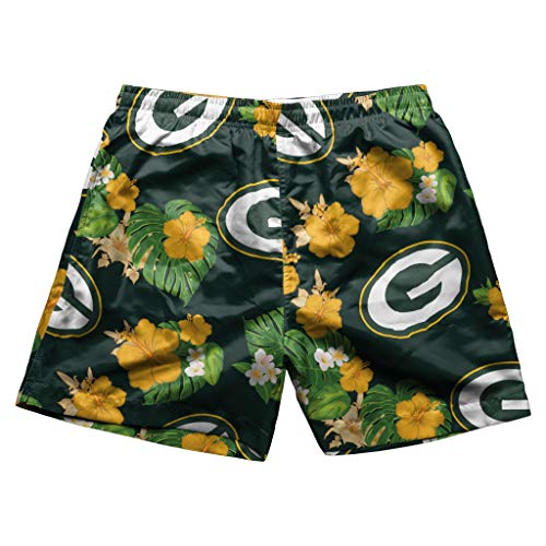 Image of FOCO Men's Team Logo Floral Hawaiian Swim Suit Trunks