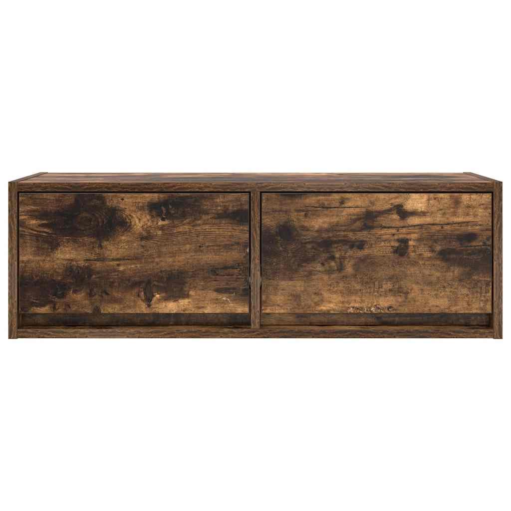 Szafka pod telewizor dąb wędzony z materiału drewnopochodnego 80 x 31 x 25,5 cm, 2 szuflady, montaż na ścianie, miejsce do przechowywania do salonu, sypialni, kina domowego z półką