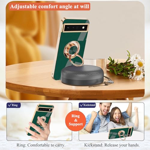Coque Google Pixel 6A fine silicone avec bague aimantée verte - 4