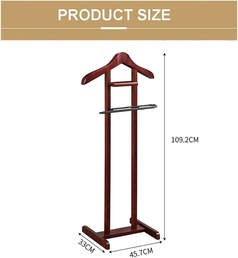 Coat Rack, Floor Standing Clothes Valet Suit Hanger Freestanding Valet Stand Wooden Accessory Tray Floor Standing Suit Hanger, Tie Holder and Stable Base 1