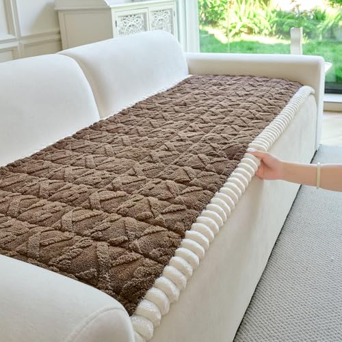PJLZJFBY Fuzzy Couch Cover for Dogs Washable, Non Slip Couch Covers for Loveseat Sofa Pet Friendly, Soft Pet Couch Covers for Sofa, Dog Cover for Couch Furniture Protector(1,Brown,27.6'x59.1')