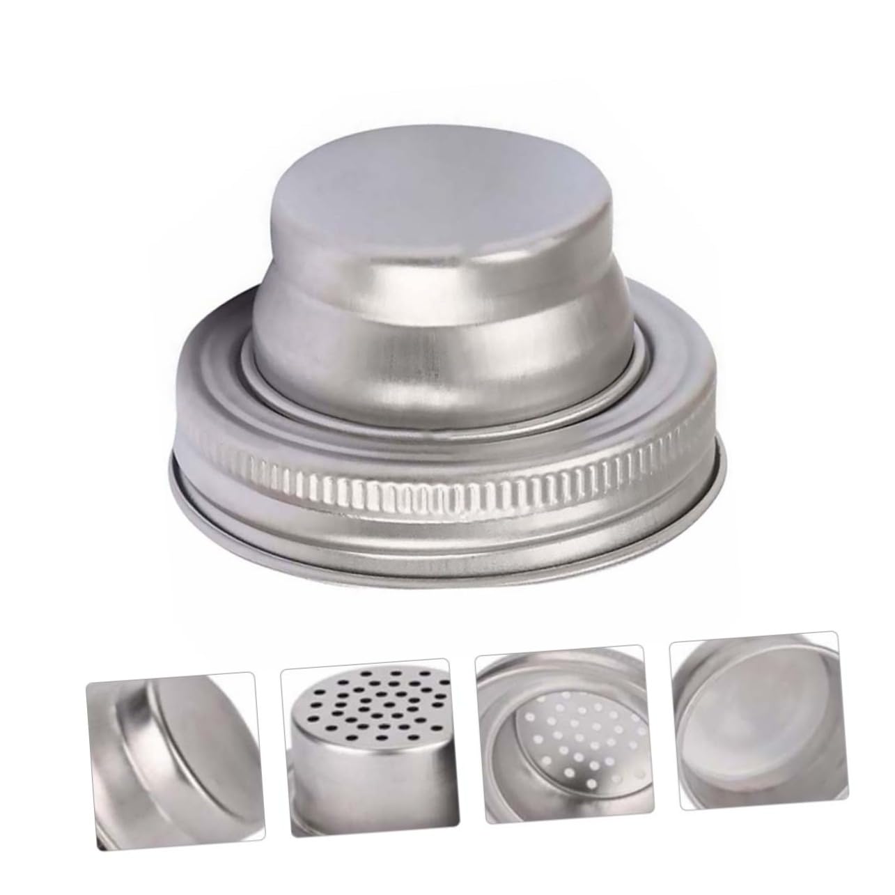 CIYODO 3 Pcs 304 Jar Shaker Lid Stainless Steel Pepper Shaker Lid for Cocktail Mixers