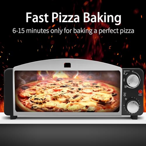 Pizza Oven Baker Indoor Fits 12" Pizza, 4-Slice Convection Toaster Oven Cooking with Removable Pizza Door, Flip Up & Away for Space Saving, High Capacity Black - Image 3