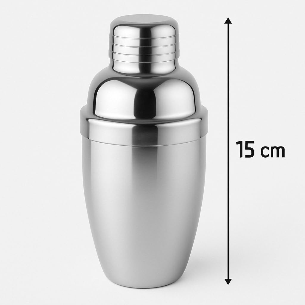 Delidge Shaker Per Cocktail In Acciaio Inox 304 Con Colino Integrato - 350 Ml - Finitura A Specchio, Regalo Barista