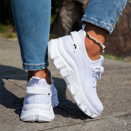 Wide Toe Box Sneakers Women Slip On Walking Shoes Casual Lace Up Mesh Sneaker Lightweight Comfy Breathable Tennis Running Shoes Womens Non-Slip Gym Workout Athletic Jogging Trainers2