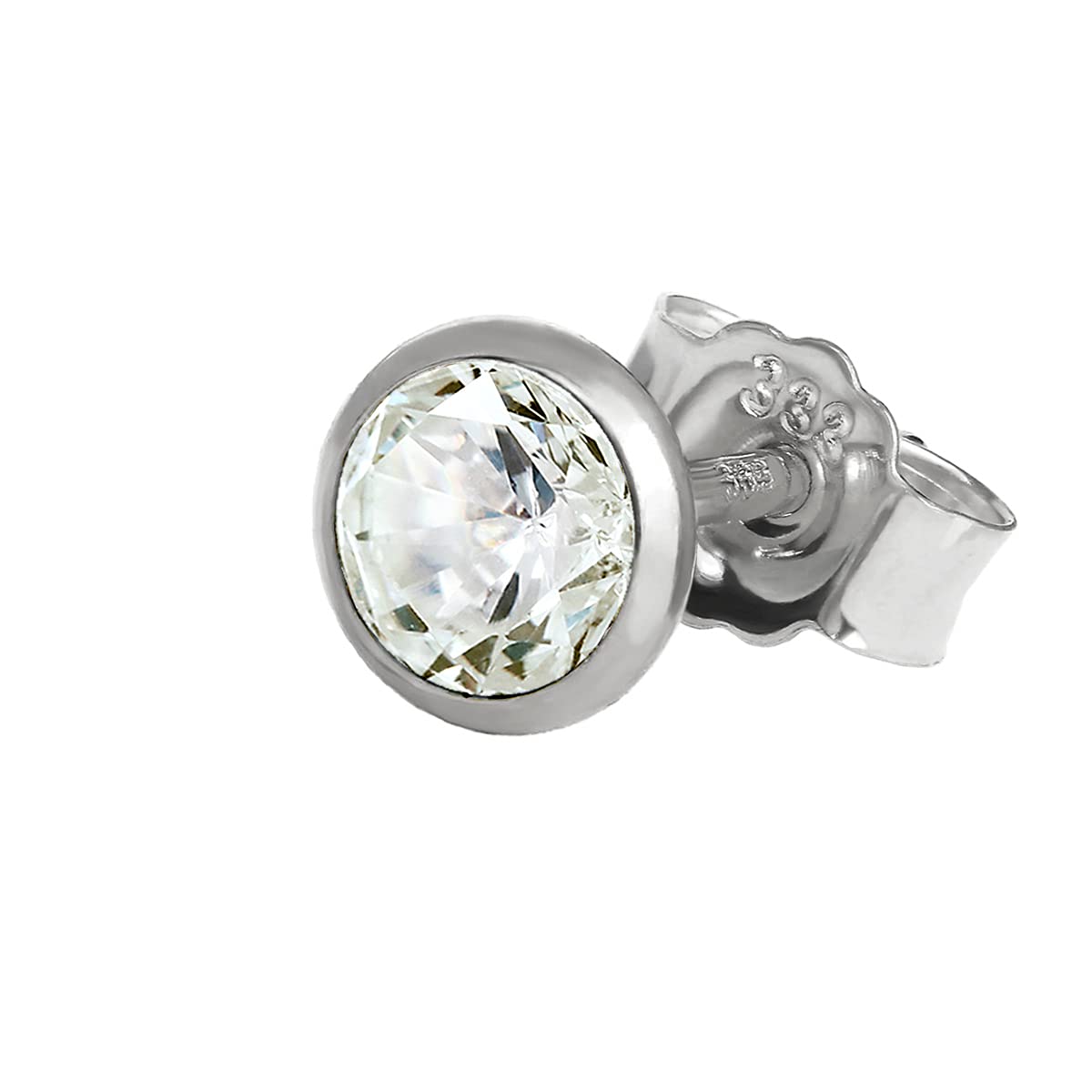 NKlaus orecchino a perno pezzo singolo oro bianco 333 8 carati con cristallo zircone bianco – per donna e uomo