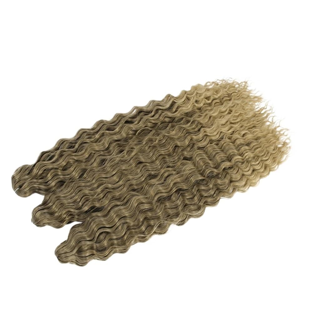 Zestaw 3 długich kręconych peruk, szydełkowe falowane włosy dla czarnych kobiet, głębokie warkocze do warkoczy boho (A8,30 cala-75 cm)