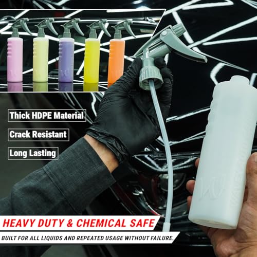 Image of WaveX Empty Spray Bottle 500ml Heavy Duty (Set of 2) | HDPE Chemical Resistant Bottle with Strong Trigger Sprayer | Dilution Scale Engraved | Ideal for Car Detailing, Cleaning & Chemicals