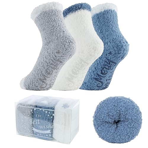 Century Star Fuzzy Socks for Women Cozy Slipper Fluffy Christmas Gift Casual Home Winter Warm Sleeping Crew Sock