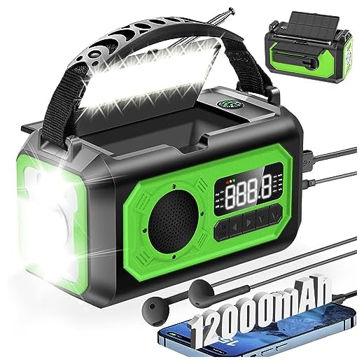 12000mAh Emergency Weather Radio Hand Crank Radio Solar Radio Portable AM/FM/NOAA Radio with 2 Solar Panels 3 Charging Methods SOS Alarm 3 Mode Flashlight Phone Charger Reading Lamp