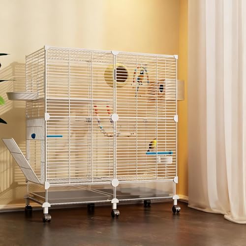 複数のインコ、セキセイインコ、文鳥、オカメインコその他のペット に最適な大型バードケージです。このインコ用は組み立てが簡単で 滑り止めトレイも付いています餌のこぼれを防ぎます でお手入れも簡単で。巣、止まり木、餌入れと水入れ、飼育ケージが含まれています。(