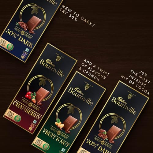 Image of Cadbury Bournville Rum & Raisin Dark Chocolate Bar, 80 G (Pack Of 8) - 320 Gm