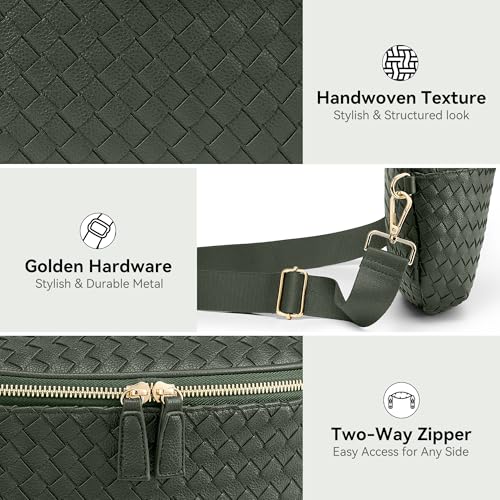 Image of KALIDI Woven Crossbody Bag for Women Travel Vegan Leather Belt Bum Bag