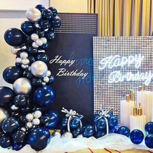 Image of Navy Blue Balloons 100 Pack 12 inch Round Helium Navy Balloons for Graduation Birthday Party Backdrop Decorations