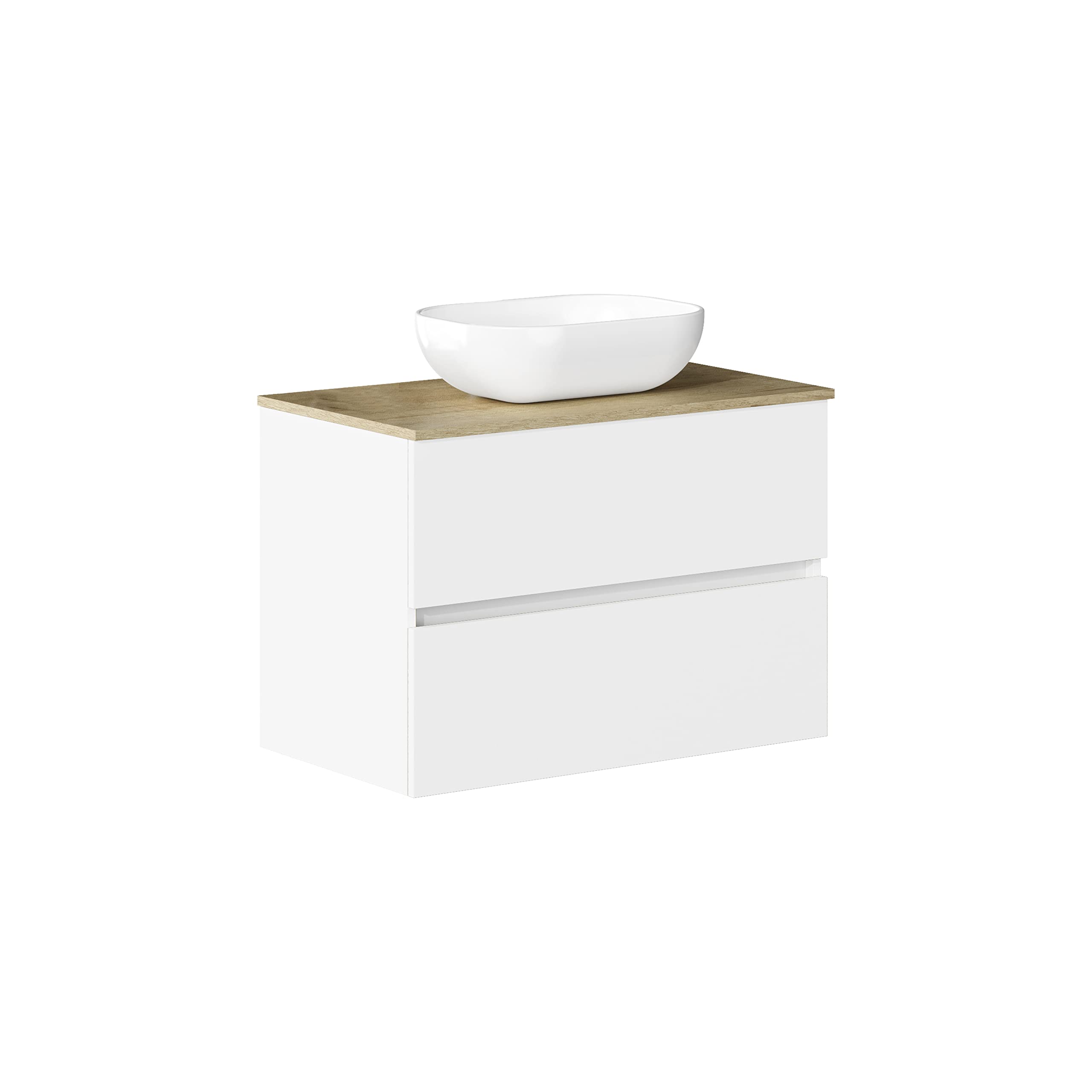 Baikal Conjunto de Mueble de baño Duo, Incluye Lavabo. Mueble Suspendido en Pared con Lavabo cerámico. Varios Acabados y Medidas. Mueble MONTADO.