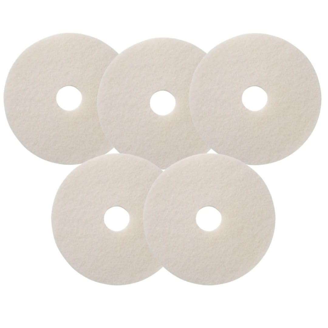 Floor Cleaning Pads Dics - 16" White - Pack of 5 - Scrubbing Buffing Polishing Maintenance Pads Perfect for Scrubber Dryer & Polishing Machines