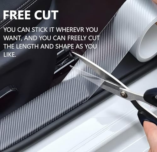 Image of Carbon Fiber Nano Tape for Car Door Sill and Body Protection, Self Adhesive Cuttable Roll (White)