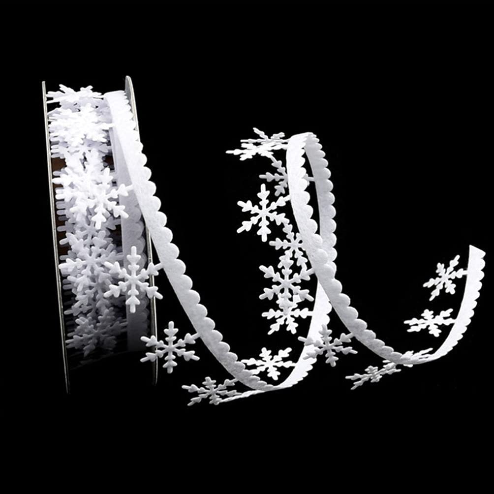 Milisten Christmas Snowflake Lace Trim Ribbon Satin Sewing Craft Ribbon, 5M/White, 500*2.5cm - Image 3