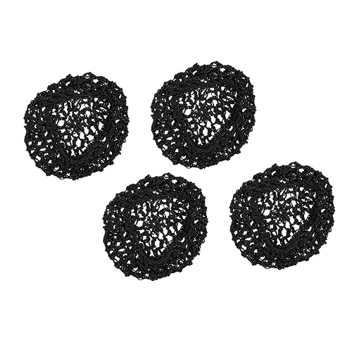 OATIPHO 4 Piezas Gorro de dormir de malla gorro de pelo para dormir envoltura de red para el cabello gorro de seda redes red de pelo de ganchillo de malla redecilla para dormir tela Black