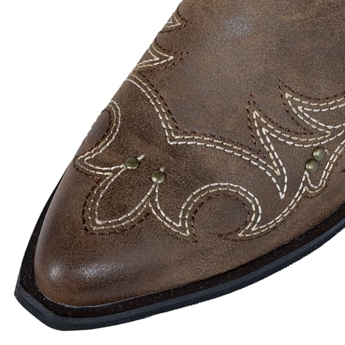 SheSole Women's Studded Cowgirl Cowboy Boots Snip Toe Mid Calf Fashion Western Boots4