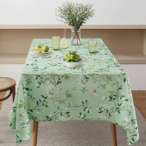 Virtumob Floral Bird Tablecloth,Green French Tablecloth For Rectangle Tables 60 X 84,Perfect For Kitchen Dinner,Restaurant,Holiday Picnic Table Cover #TOP5