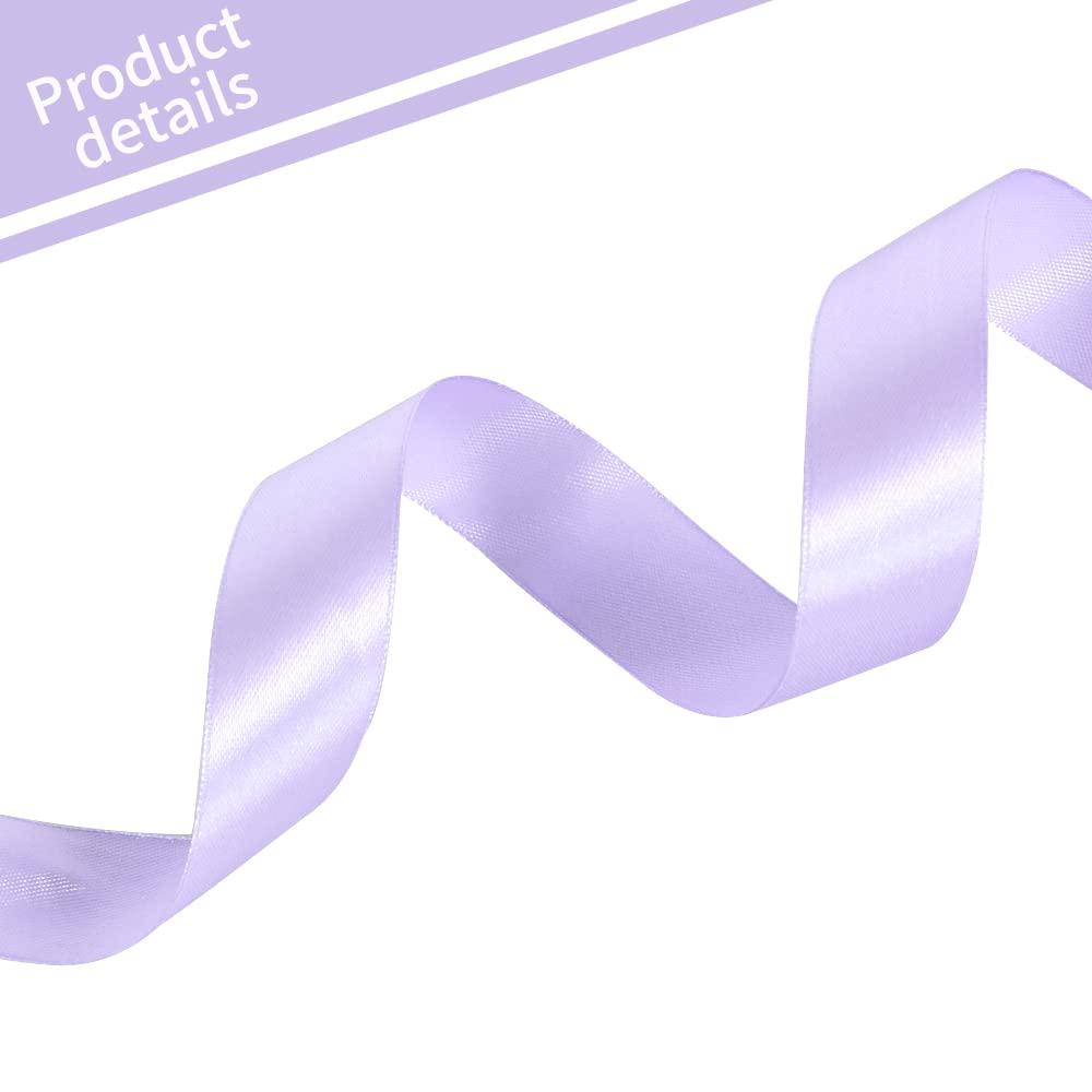 TONIFUL 1 Inch x 100yds Light Purple Satin Ribbon, Thin Solid Color Satin Ribbon for Gift Wrapping Crafts - Image 3