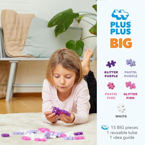 Image of PLUS PLUS Big 15 Piece Glitter Mix - Large Building Blocks for Toddlers
