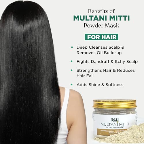 Image of Rey Naturals Multani Mitti For Face - 200gm | Multani Mitti Powder For Face & Hair | Multani Mitti Face Mask For Pore Minimization | Detan Pack For Tan Removal | Face pack for Women & Men