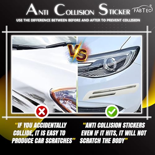 Image of FABTEC Universal Car Bumper Protector Set of 4 for All Cars (Double Chrome, White)