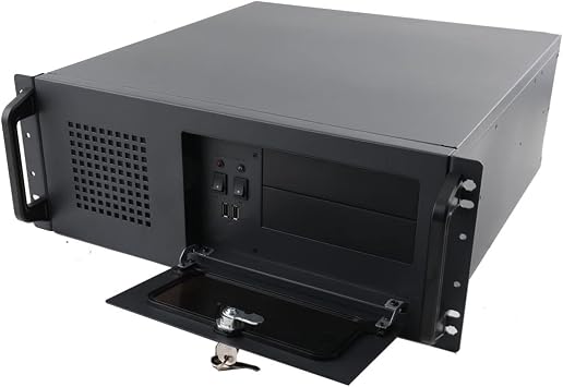 Server Chassis 4U Network Cabinet Case, Server Mount Rack Enclosure Rackmount Case with Locking Door Side Panels 7x3.5 HDD Drive Bays 7 PCI Slots, with 120mm Fan, Size 450x430x177mm
