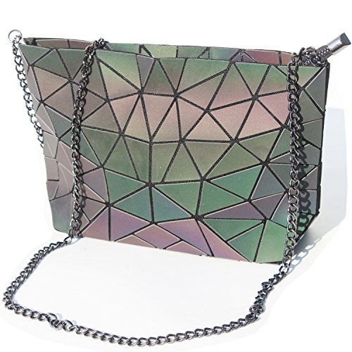 Tote Bags,Esvan Rainbow Geometric Gradient Colorful PU Leather Womens Fashion Shoulder Bag (Black)